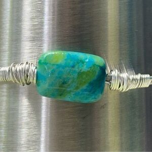 Handcrafted Silver Wire Wrapped Turquoise Bracelet
